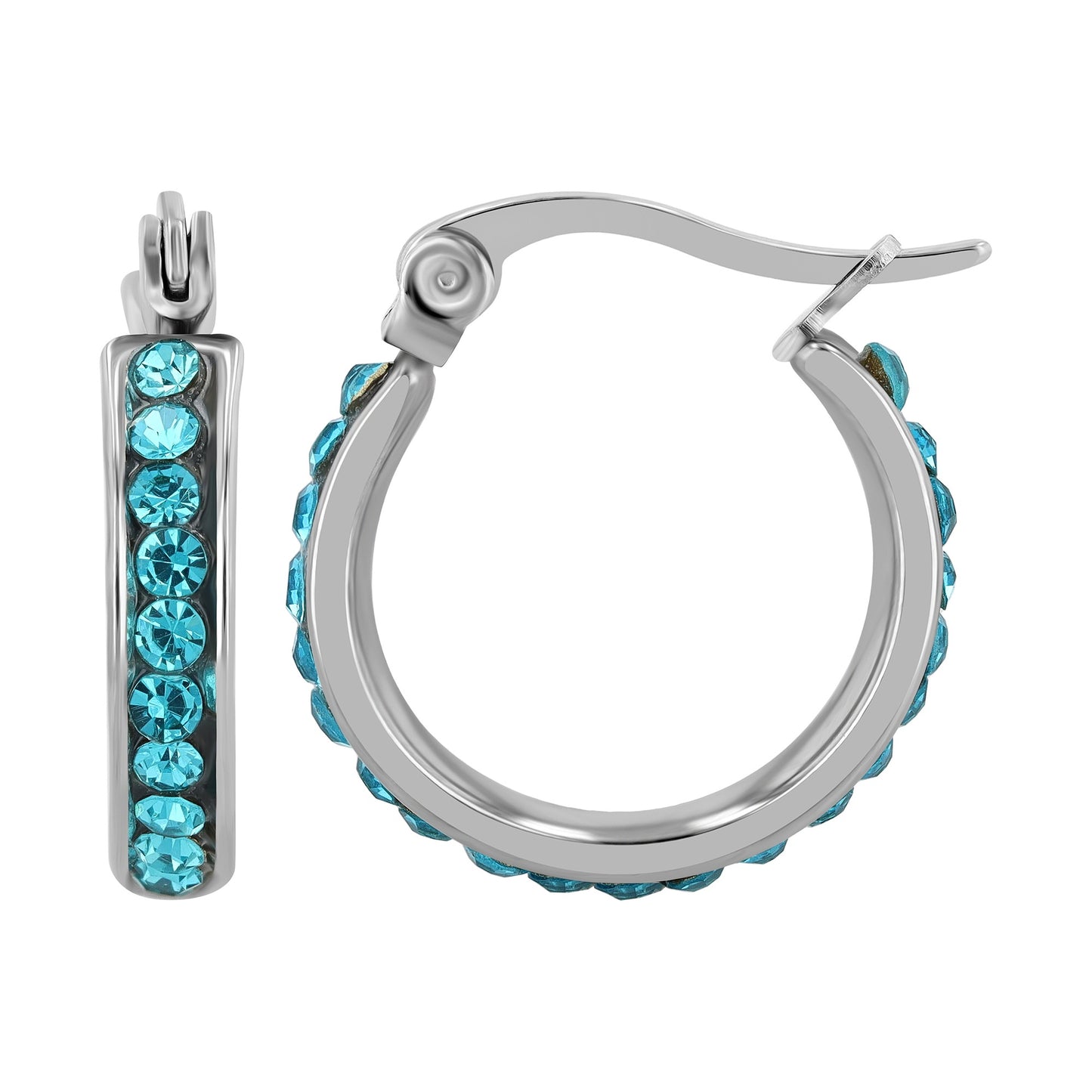 Damen Ohrringe – Creole aus Edelstahl mit Strass Steinchen