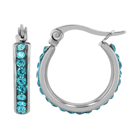 Damen Ohrringe – Creole aus Edelstahl mit Strass Steinchen
