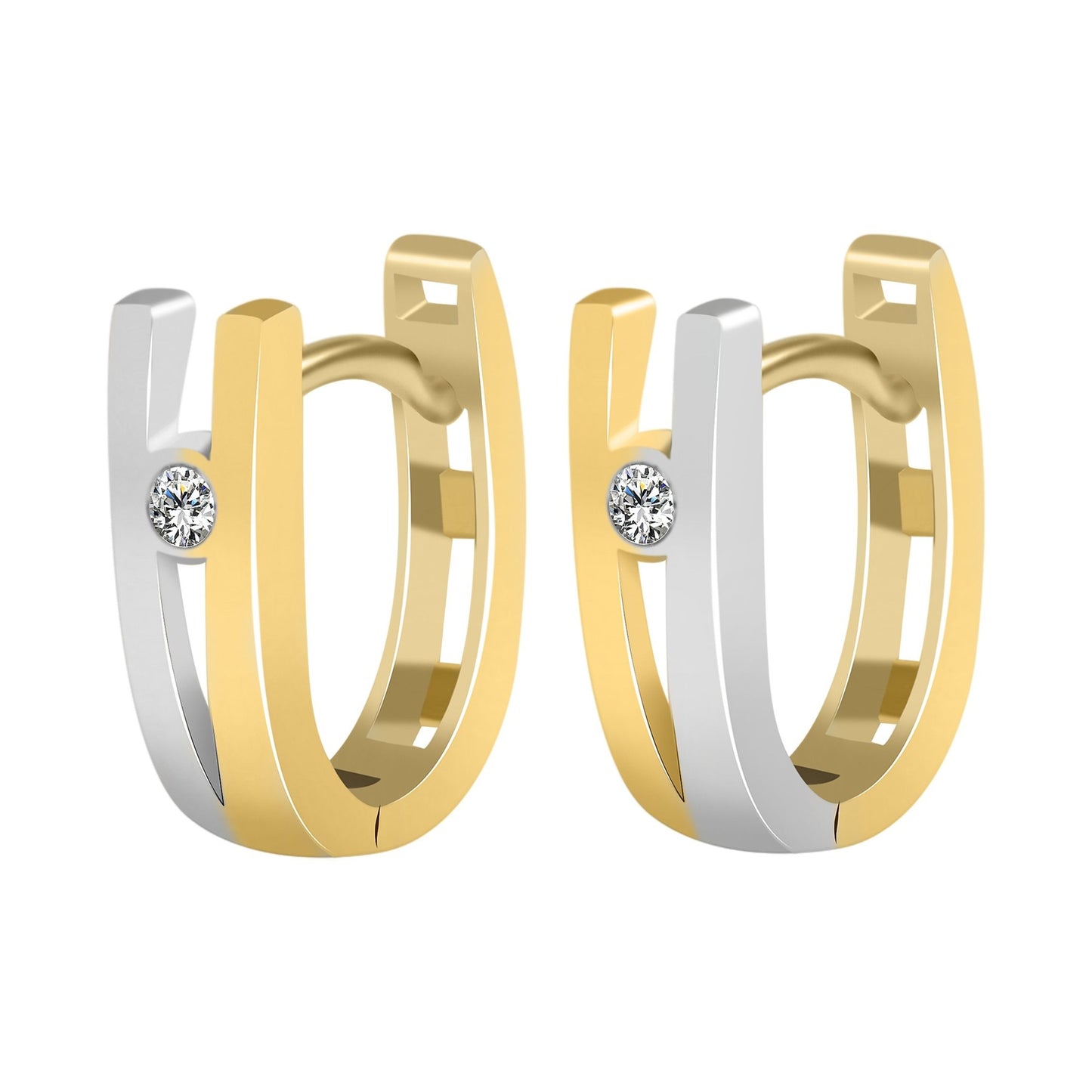 Damen Ohrringe – Klappcreole aus 333 Gold mit Zirkonia
