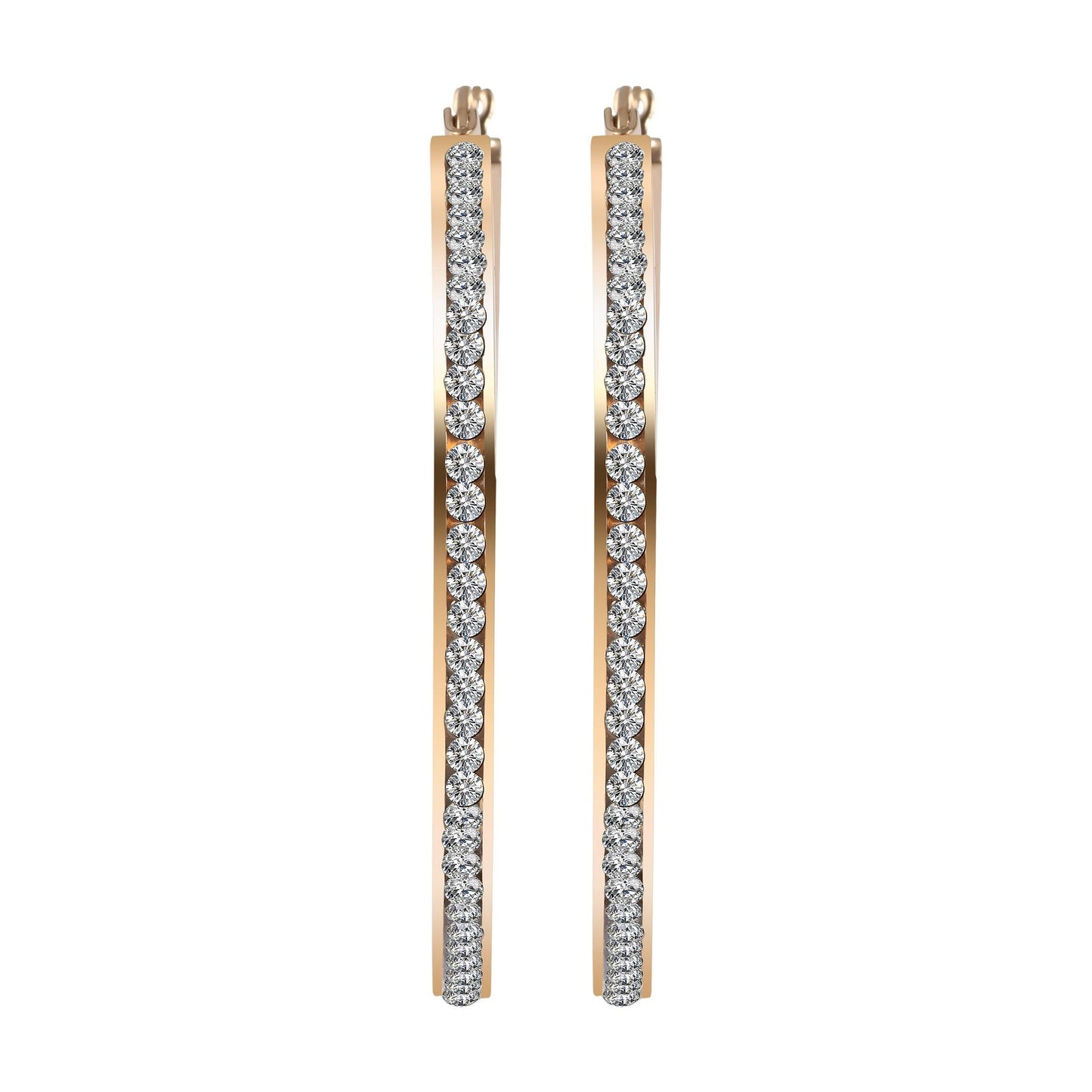 Damen Ohrringe – Creole aus Edelstahl mit Strass Steinchen