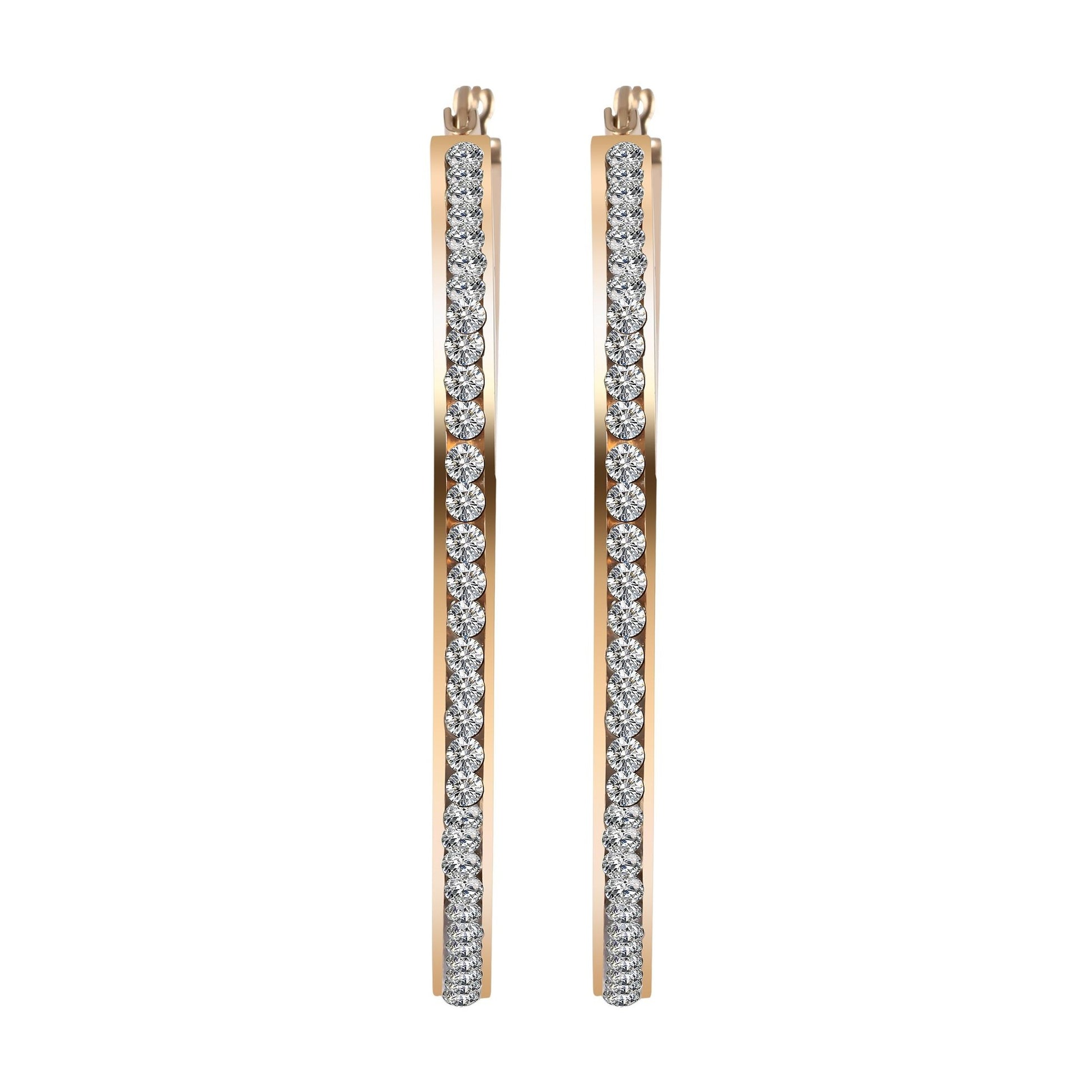 Damen Ohrringe – Creole aus Edelstahl mit Strass Steinchen