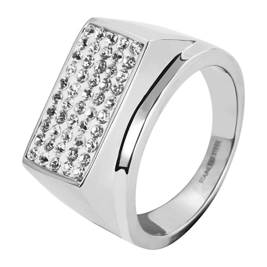 Herren Ring aus Edelstahl mit Strass