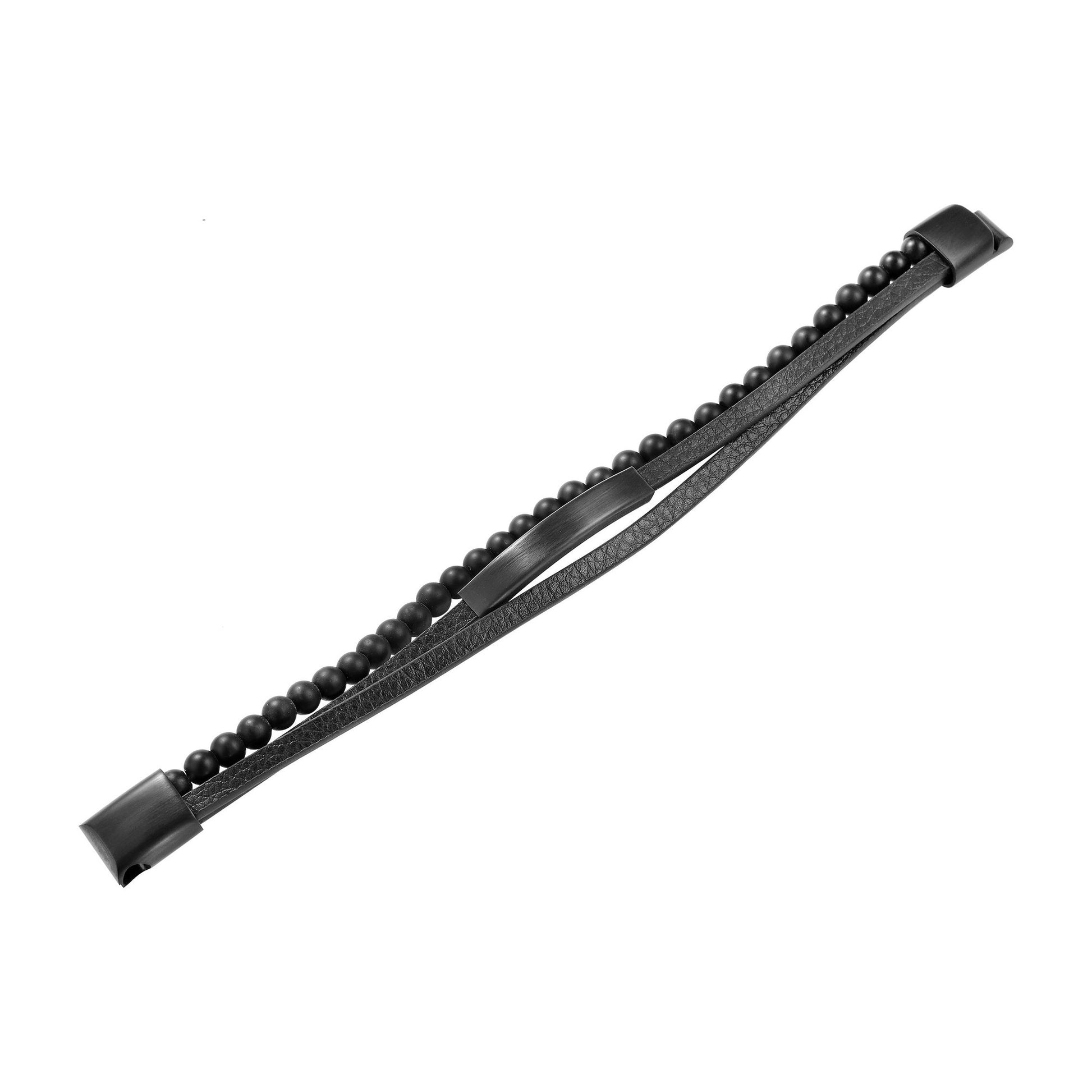 Unisex Armband – Lederarmband aus Leder mit Onyx 23 cm