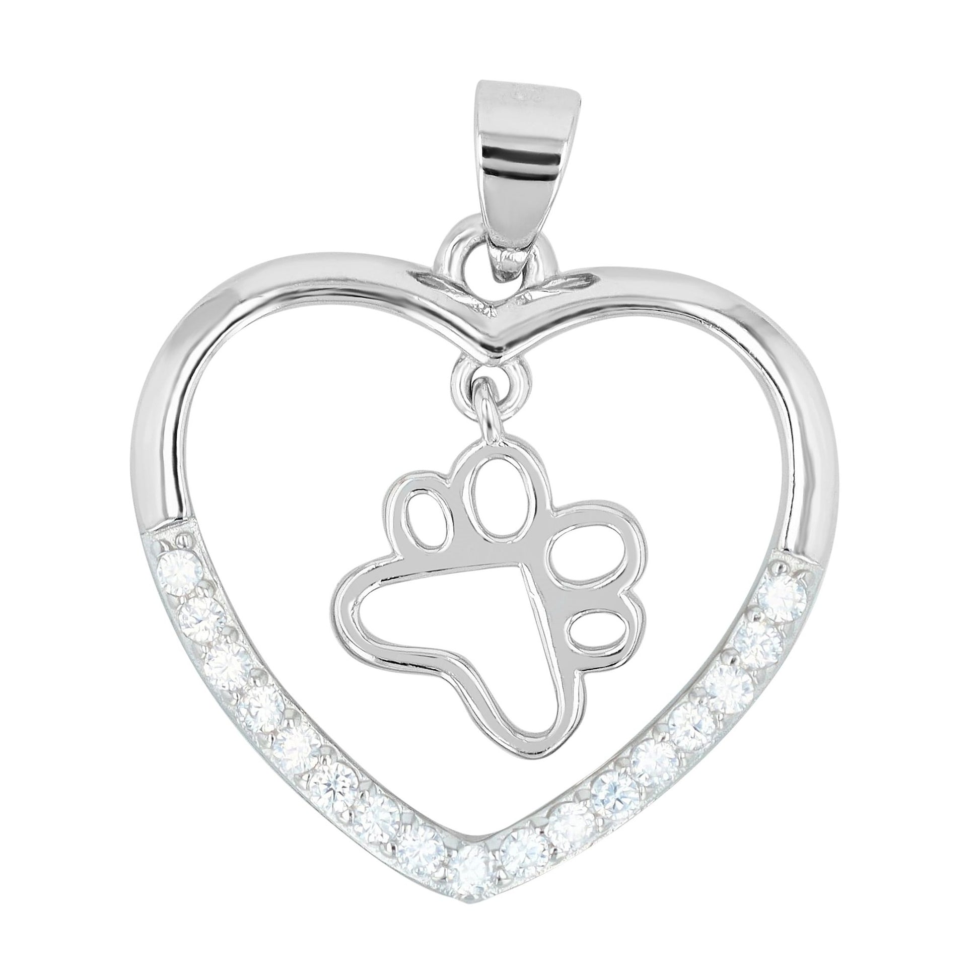 Damen Anhänger – Herz Herzanhänger aus 925 Silber mit Zirkonia