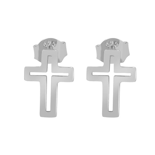 Damen Ohrringe – Ohrstecker Kreuz aus 925 Silber