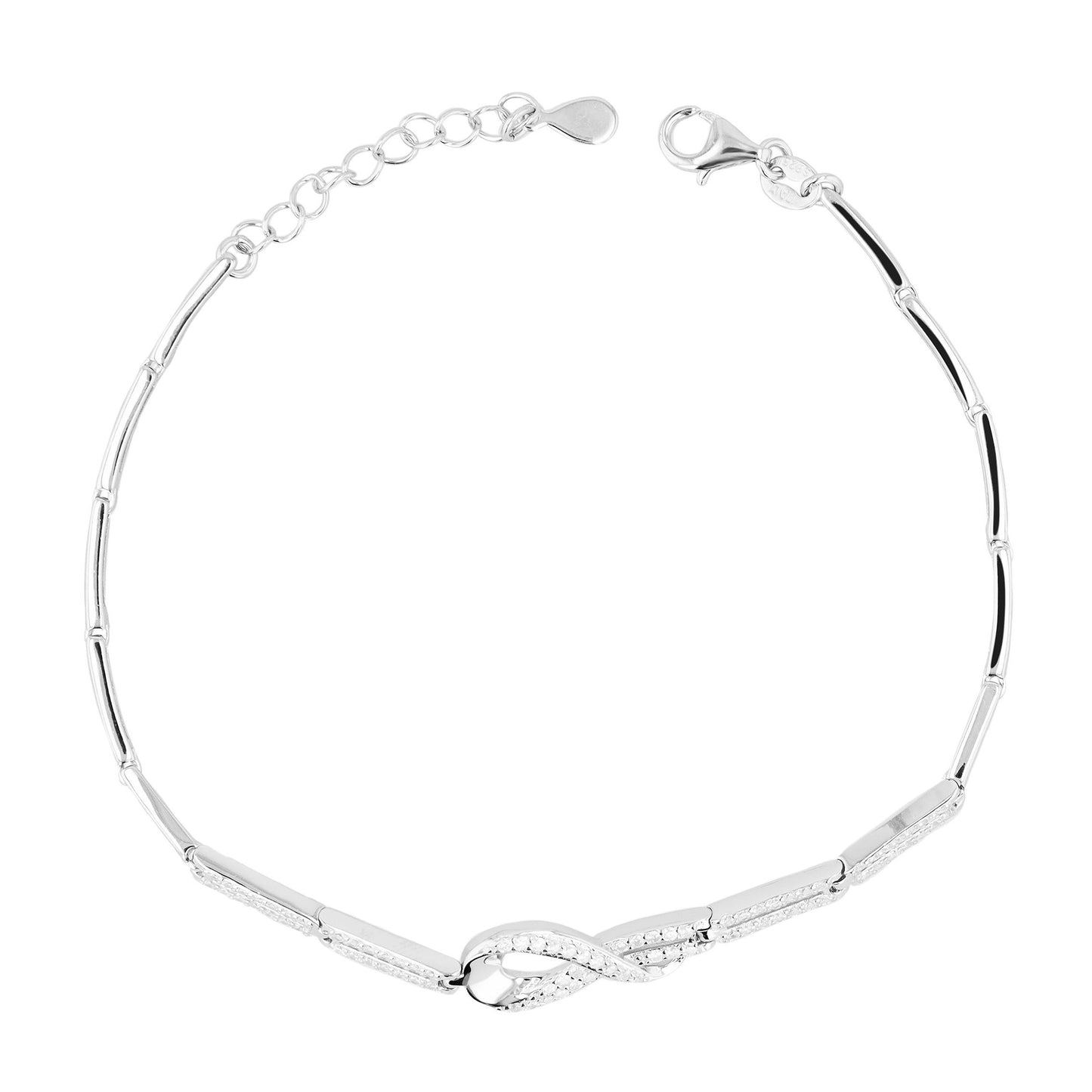 Damen Armband aus 925 Silber mit Zirkonia 19+3 cm