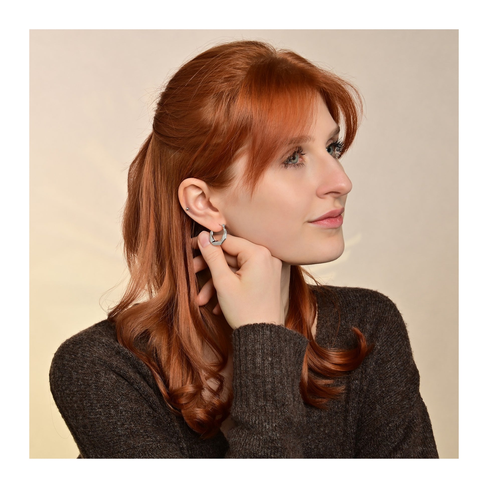 Damen Ohrringe – Klappcreole aus Edelstahl