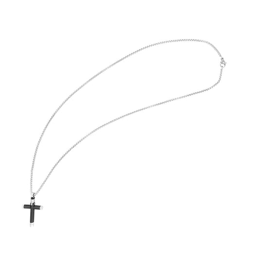 Unisex Halskette – Erbskette Kreuz aus Edelstahl 60 cm