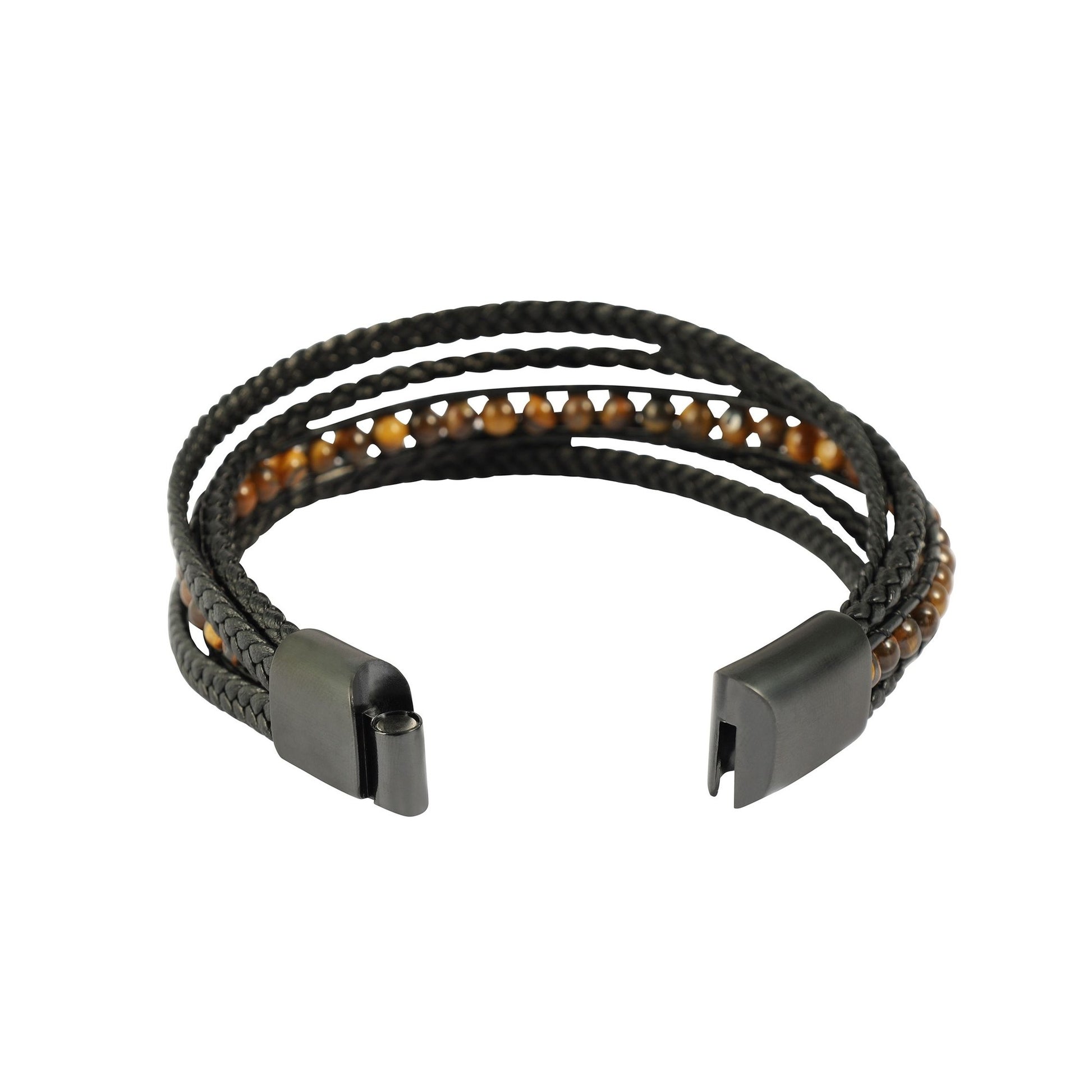 Herren Armband – Lederarmband aus Leder mit Tigerauge 21 cm