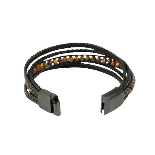 Herren Armband – Lederarmband aus Leder mit Tigerauge 21 cm