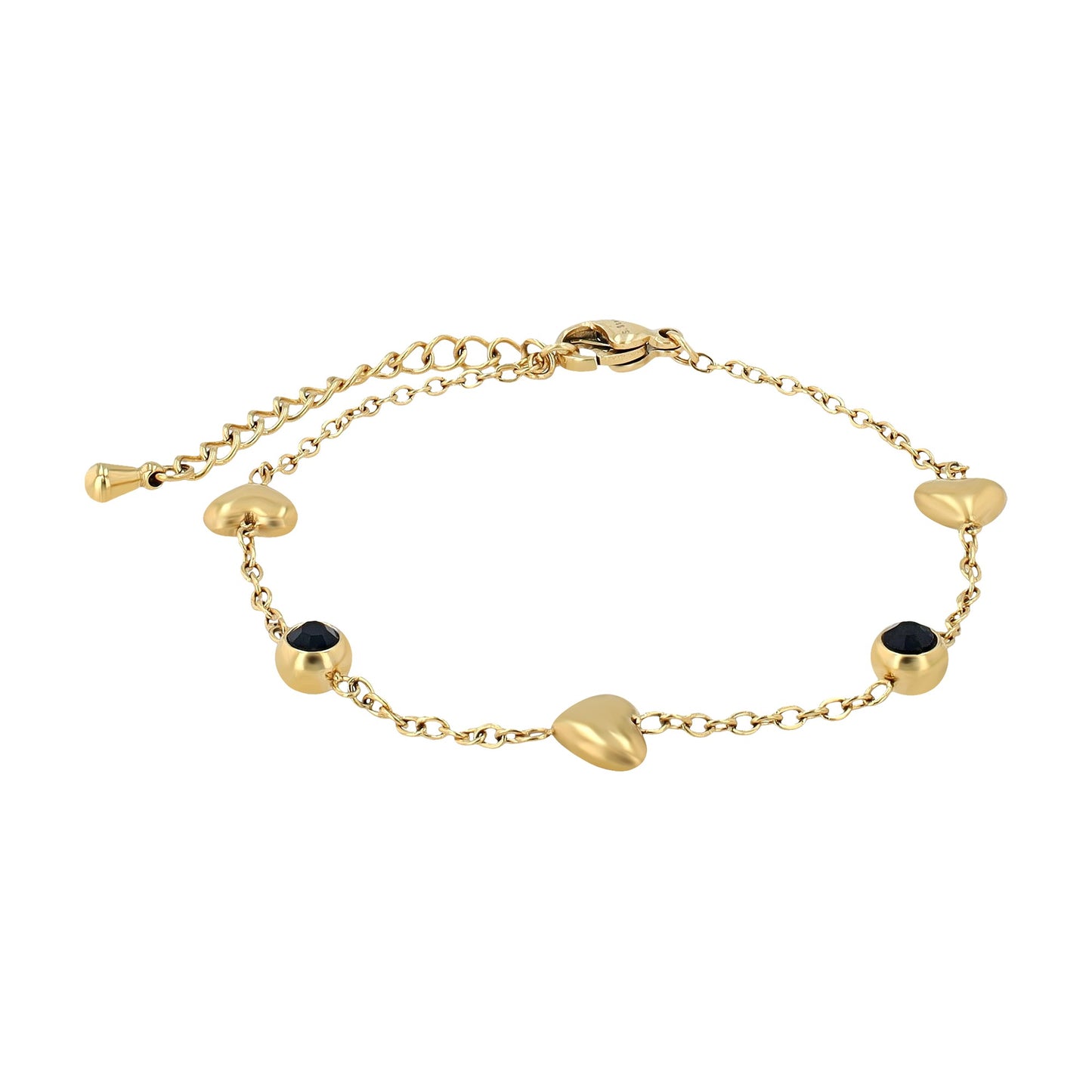 Damen Armband – Herz aus Edelstahl mit Strass Steinchen 16,5+3 cm