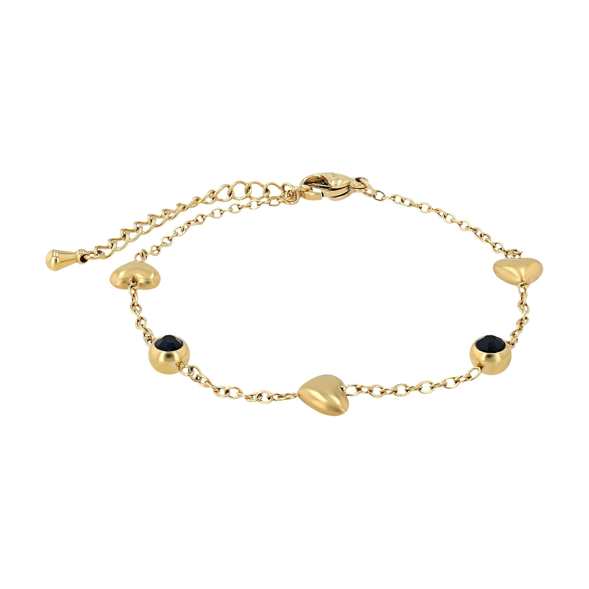 Damen Armband – Herz aus Edelstahl mit Strass Steinchen 16,5+3 cm