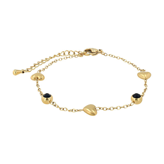 Damen Armband – Herz aus Edelstahl mit Strass Steinchen 16,5+3 cm