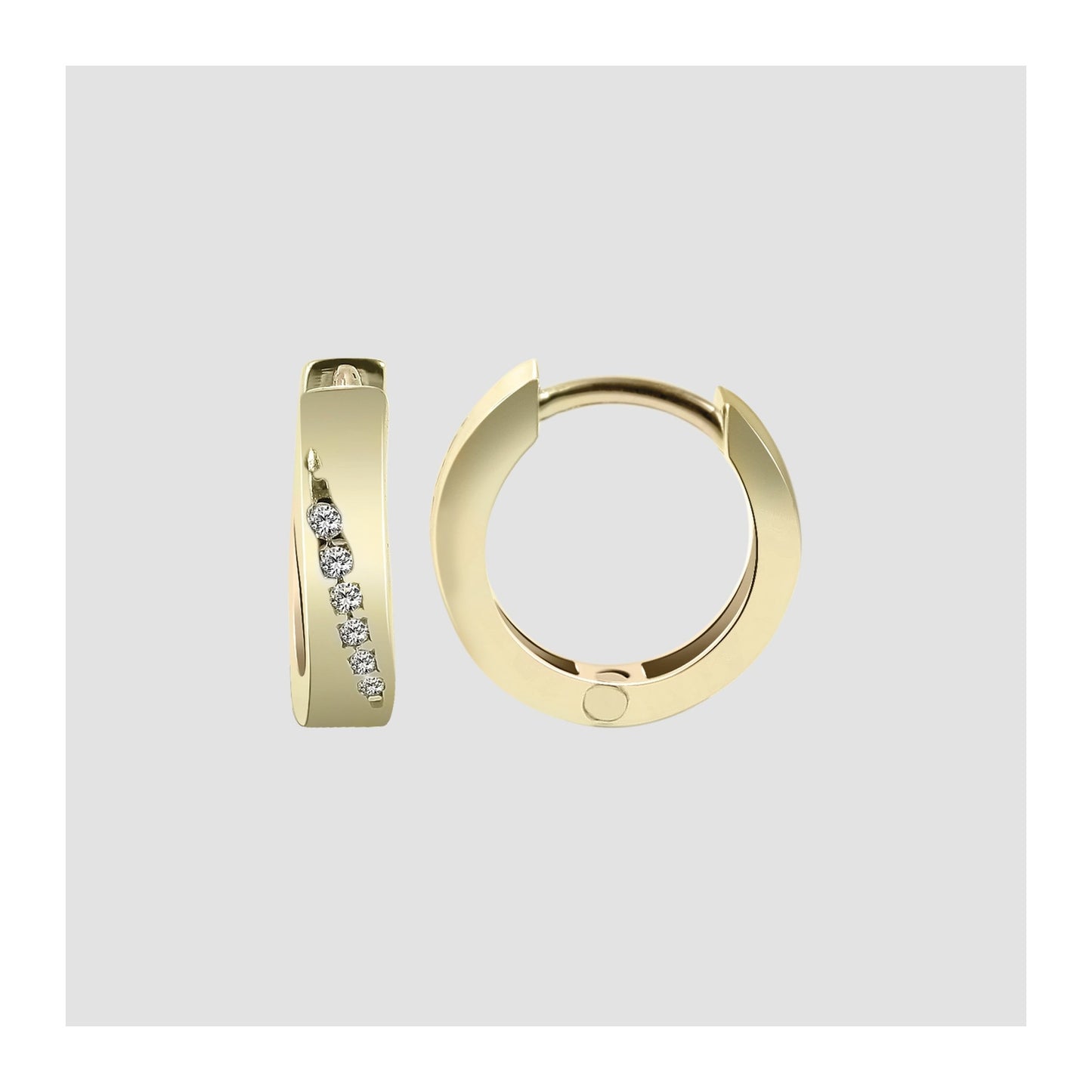 Damen Ohrringe – Klappcreole aus 375 Gold mit Zirkonia