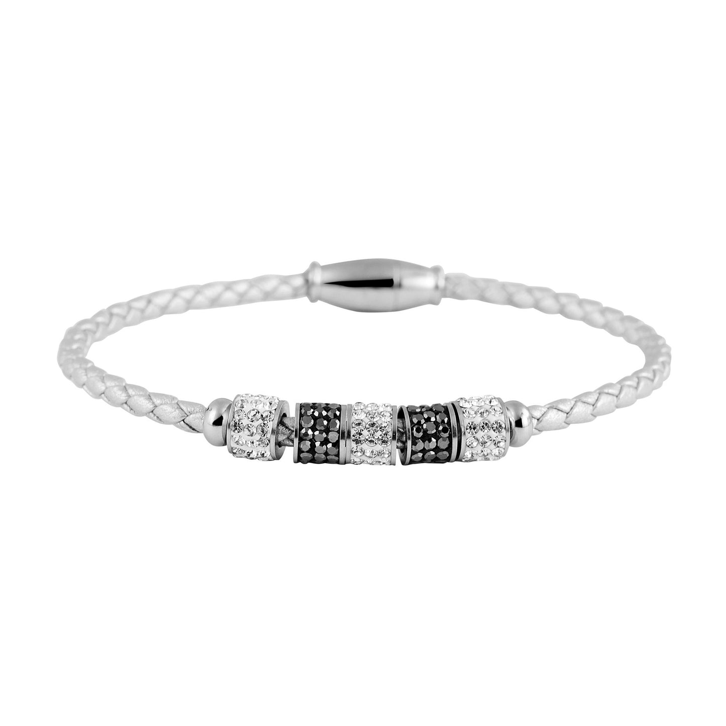 Damen Armband – Lederarmband aus Leder mit Strass Steinchen 17 cm
