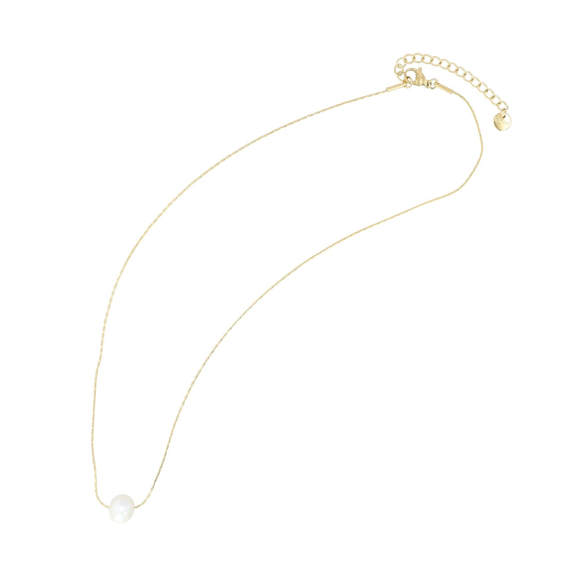 Damen Halskette aus Edelstahl mit Perle 43+5