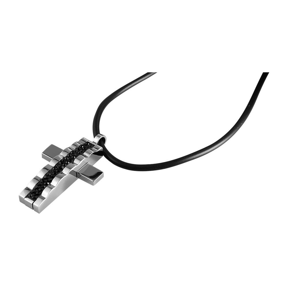 Damen Halskette aus Kautschuk mit Zirkonia 50 cm