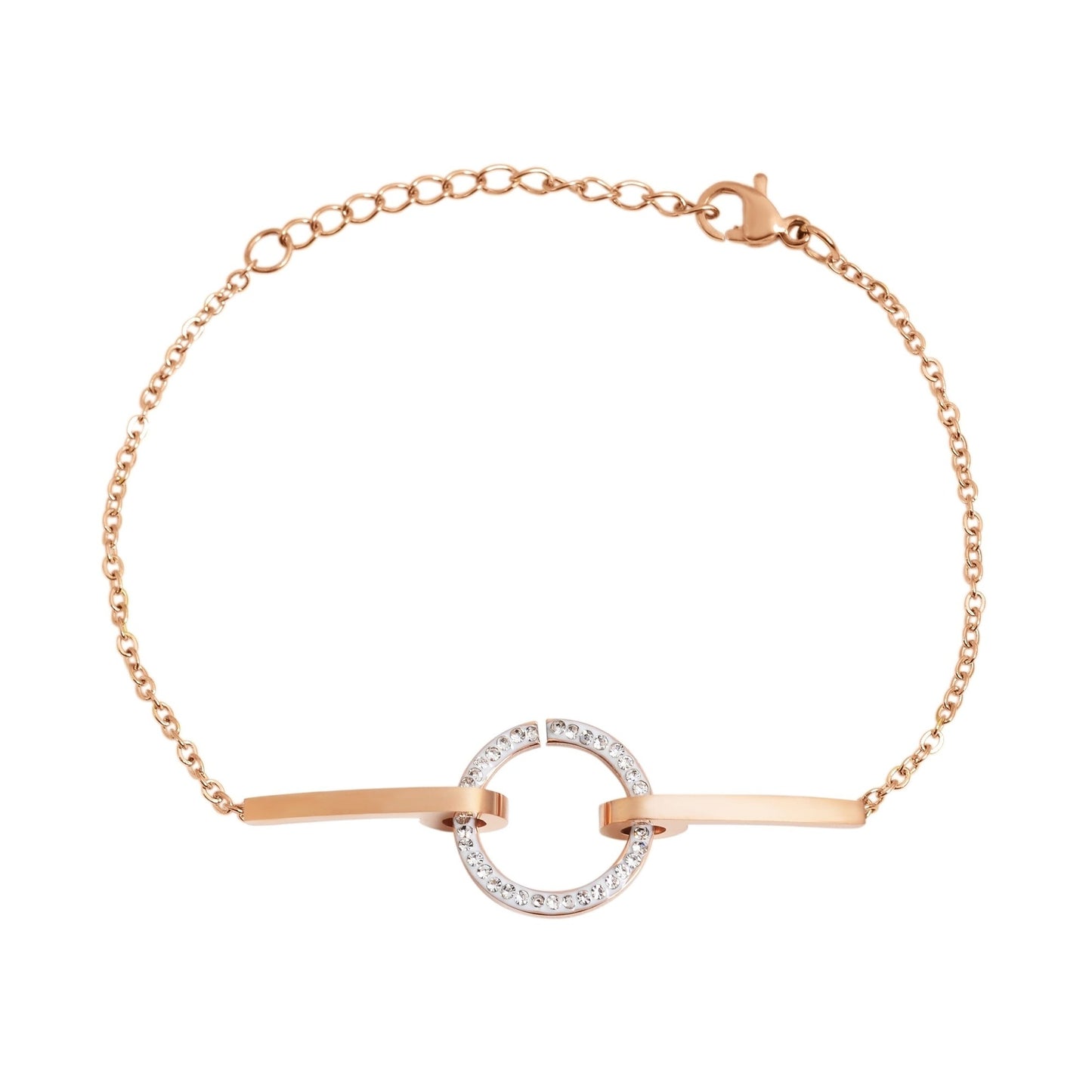 Damen Armband aus Edelstahl mit Strass Steinchen 17+3 cm
