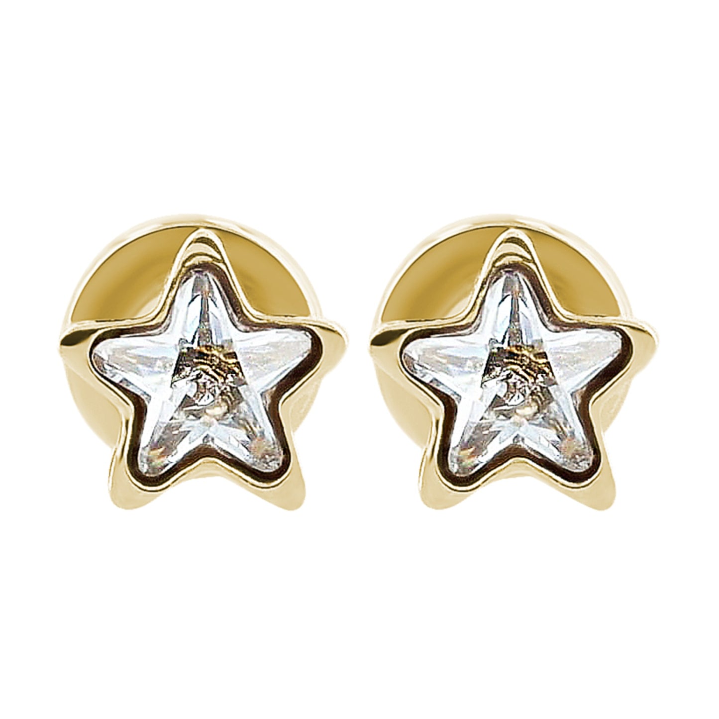 Damen Ohrringe – Ohrstecker Stern aus Edelstahl mit Strass Steinchen