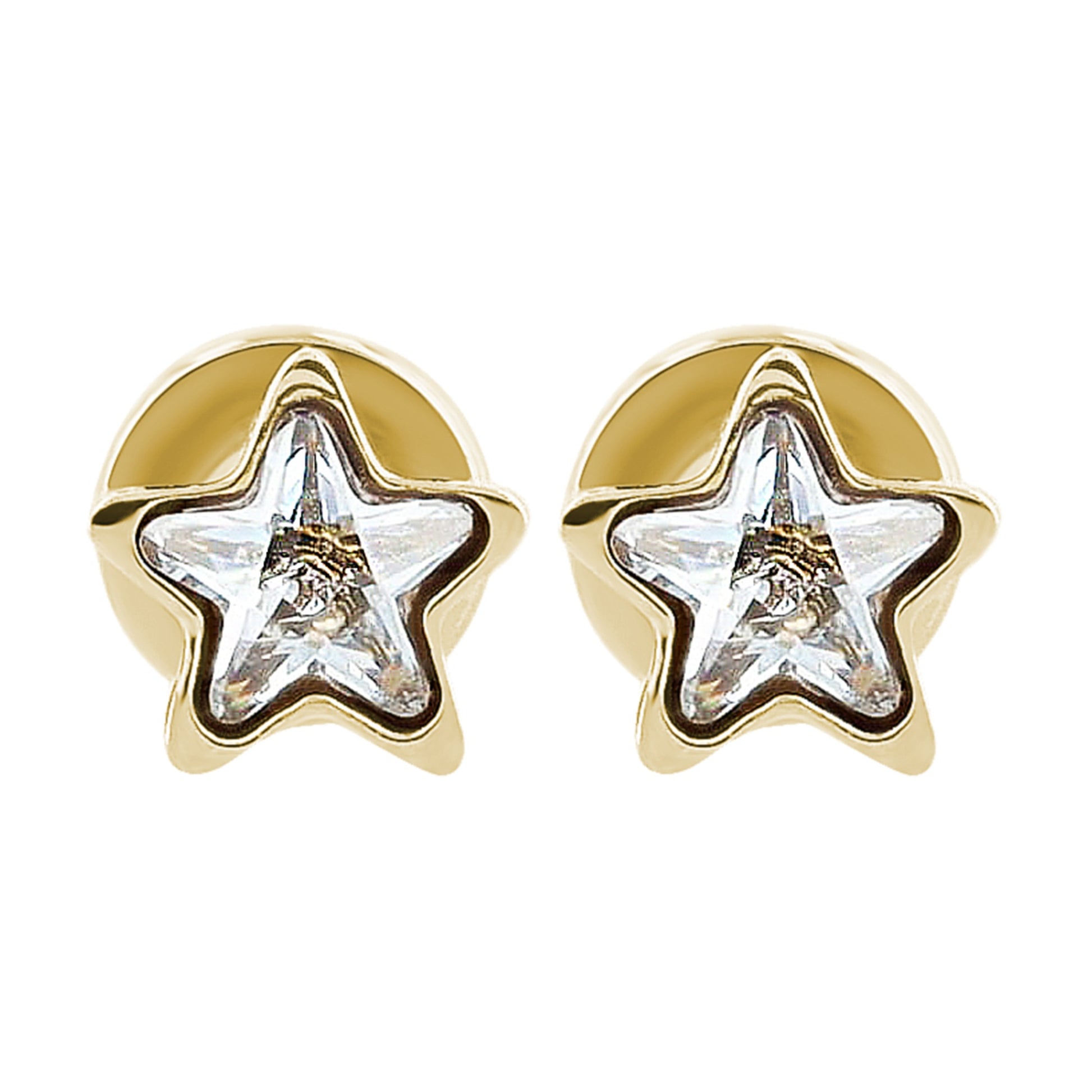 Damen Ohrringe – Ohrstecker Stern aus Edelstahl mit Strass Steinchen
