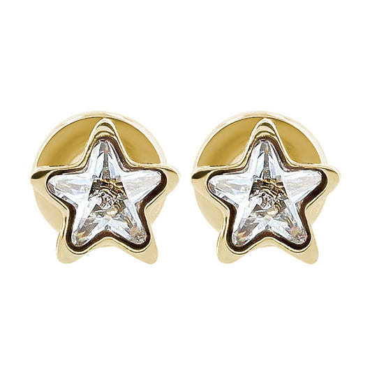 Damen Ohrringe – Ohrstecker Stern aus Edelstahl mit Strass Steinchen