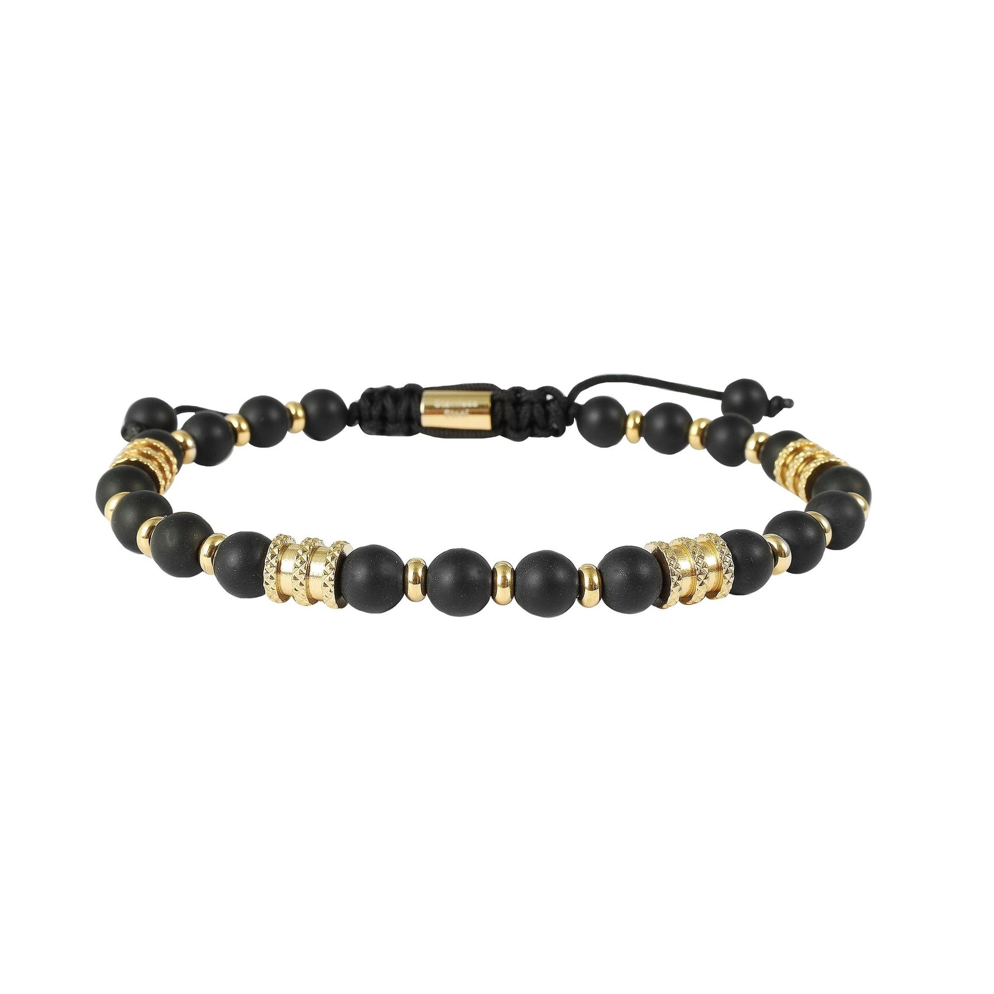 Unisex Armband – Kugelarmband aus Edelstahl mit Onyx 19 cm