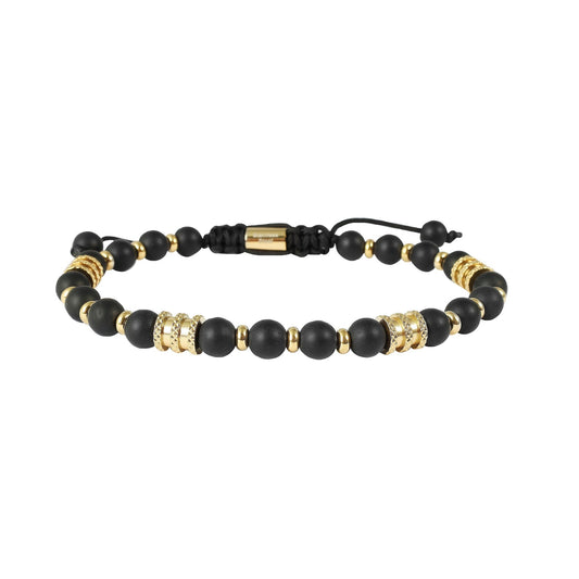 Unisex Armband – Kugelarmband aus Edelstahl mit Onyx 19 cm