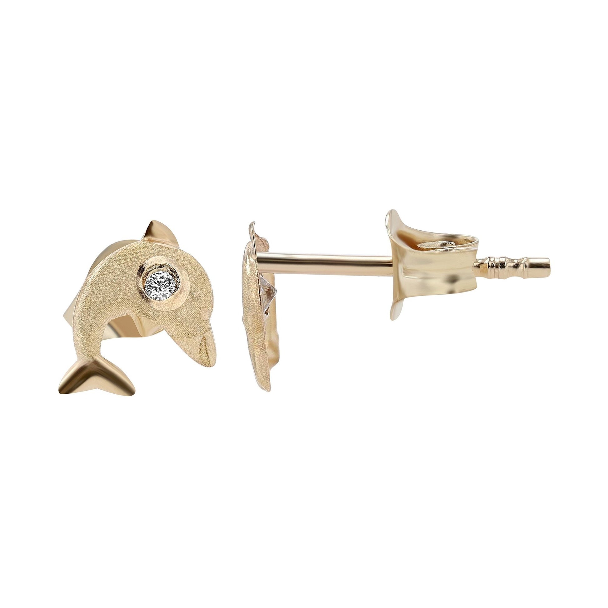 Mädchen Ohrringe – Ohrstecker Delfin aus 333 Gold