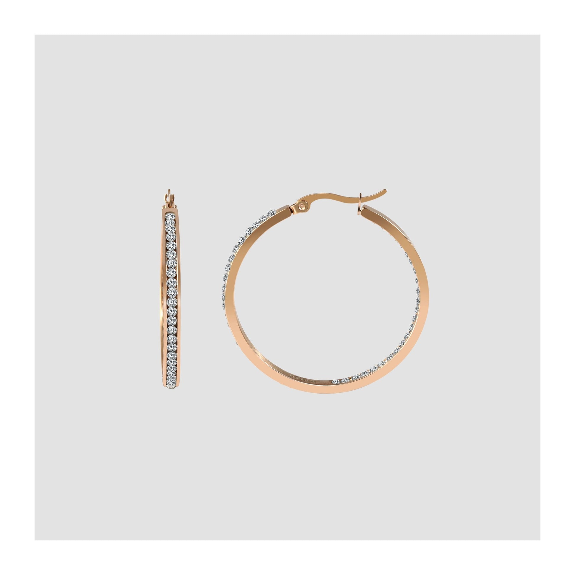 Damen Ohrringe – Creole aus Edelstahl mit Strass Steinchen