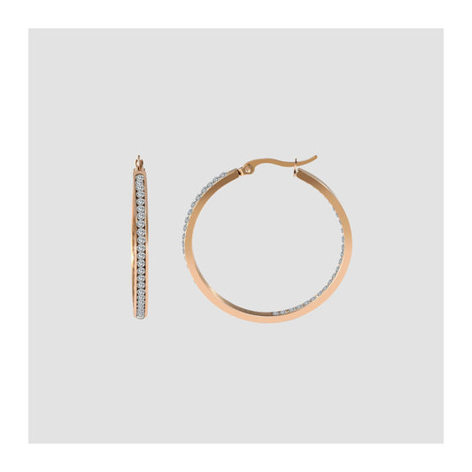 Damen Ohrringe – Creole aus Edelstahl mit Strass Steinchen