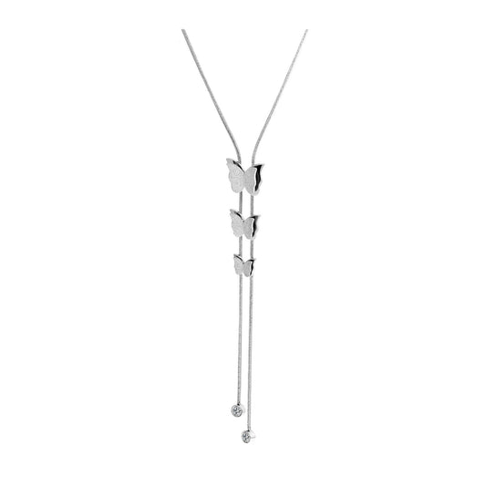 Damen Halskette – Schlangenkette aus Edelstahl mit Strass Steinchen 60 cm