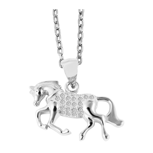 Damen Anhänger – Pferd Anhänger aus 925 Silber mit Zirkonia