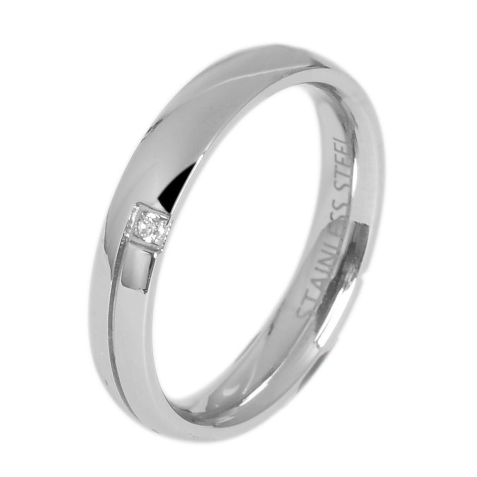 Damen Ring aus Edelstahl mit Strass Steinchen