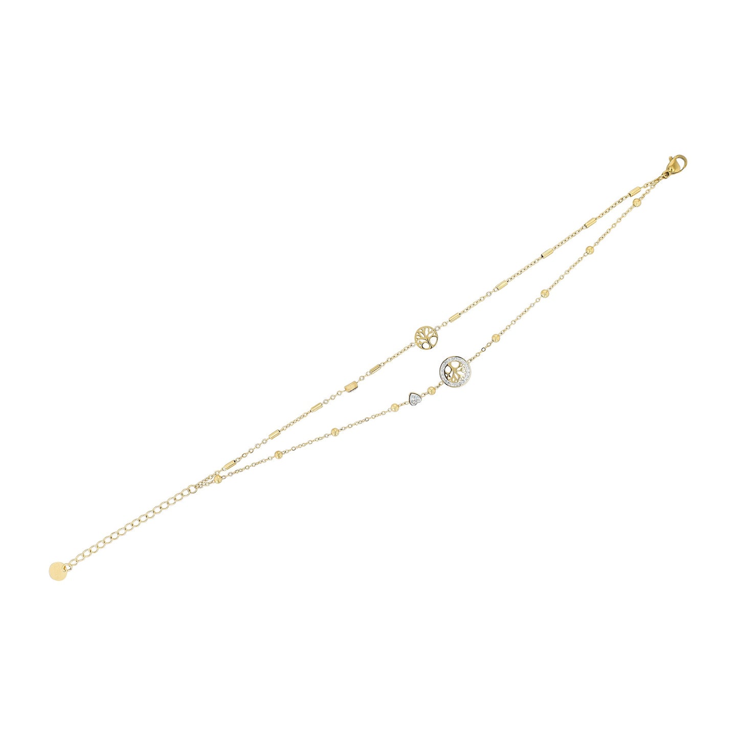 Damen Armband – Lebensbaum aus Edelstahl mit Strass Steinchen 21 cm