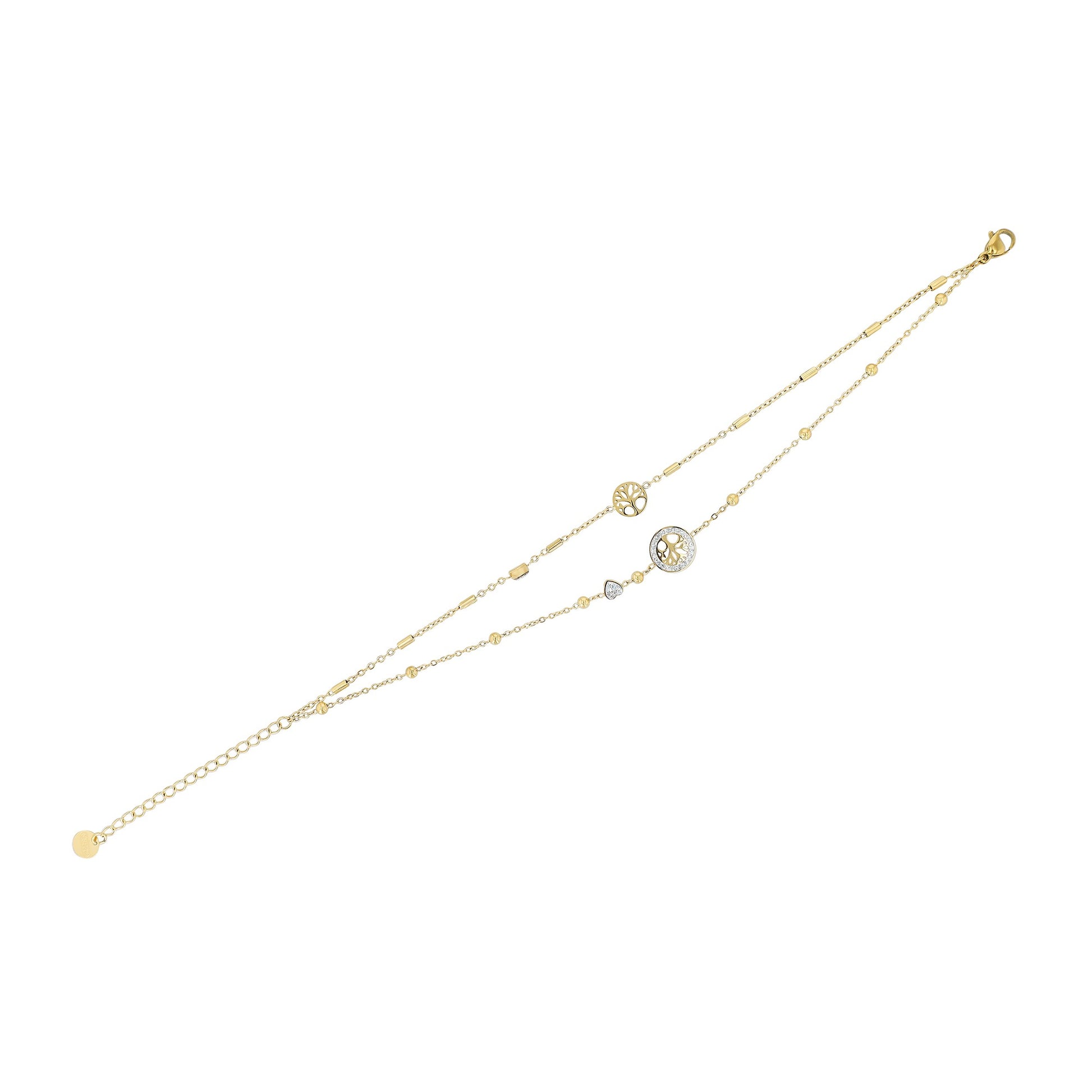 Damen Armband – Lebensbaum aus Edelstahl mit Strass Steinchen 21 cm