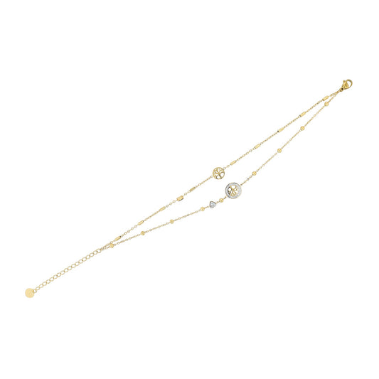 Damen Armband – Lebensbaum aus Edelstahl mit Strass Steinchen 21 cm
