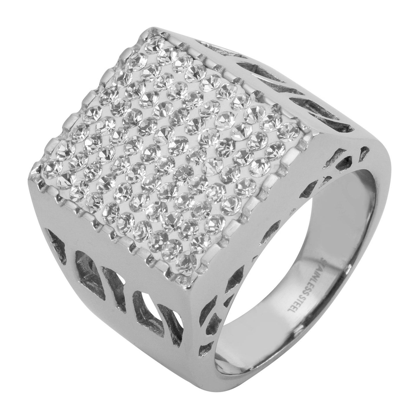 Herren Ring aus Edelstahl mit Strass