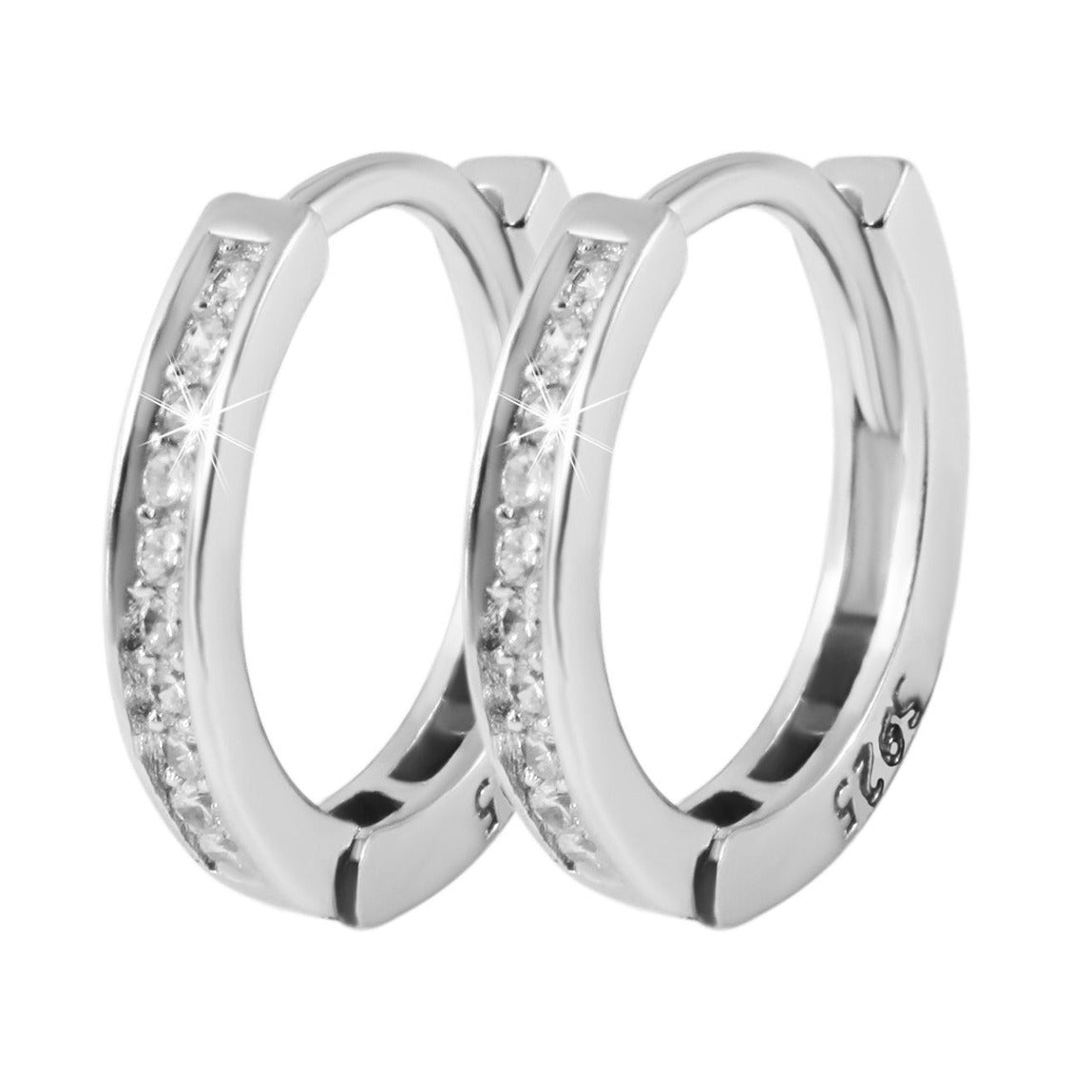 Damen Ohrringe – Klappcreole aus 925 Silber mit Zirkonia