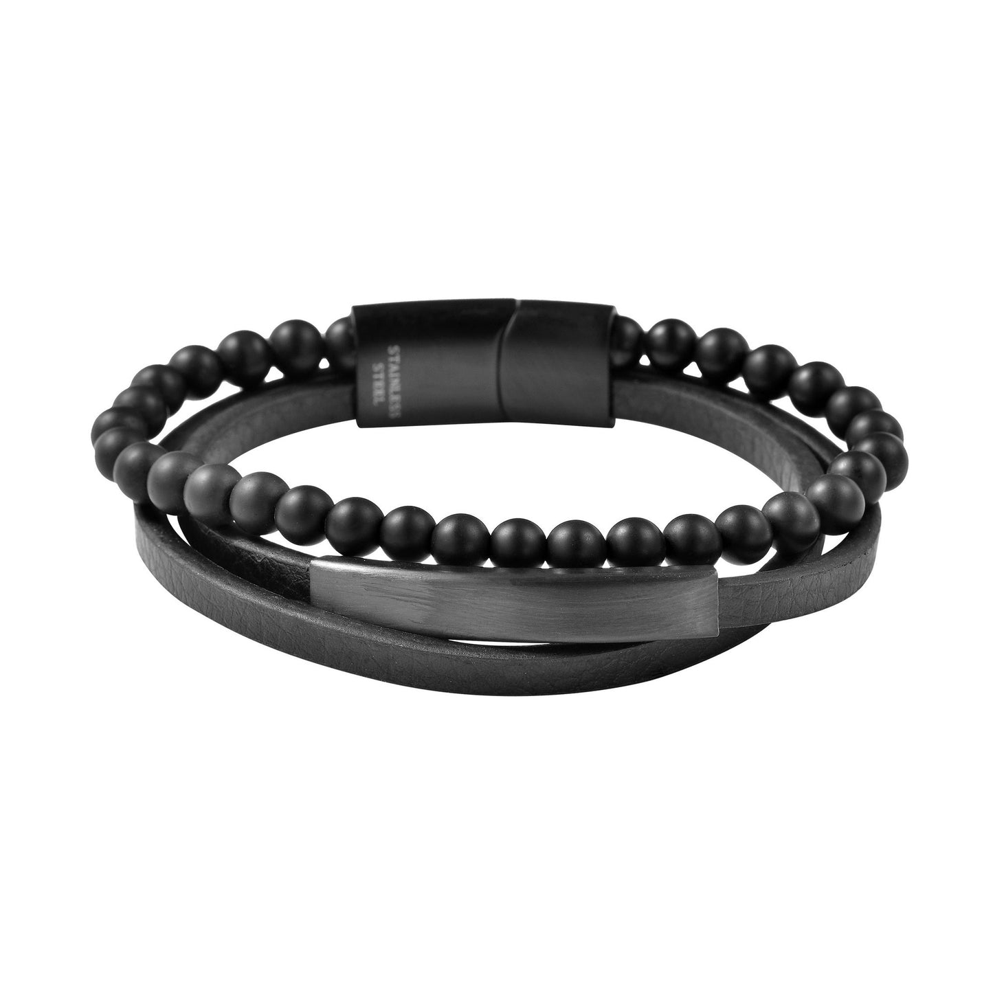 Unisex Armband – Lederarmband aus Leder mit Onyx 21 cm