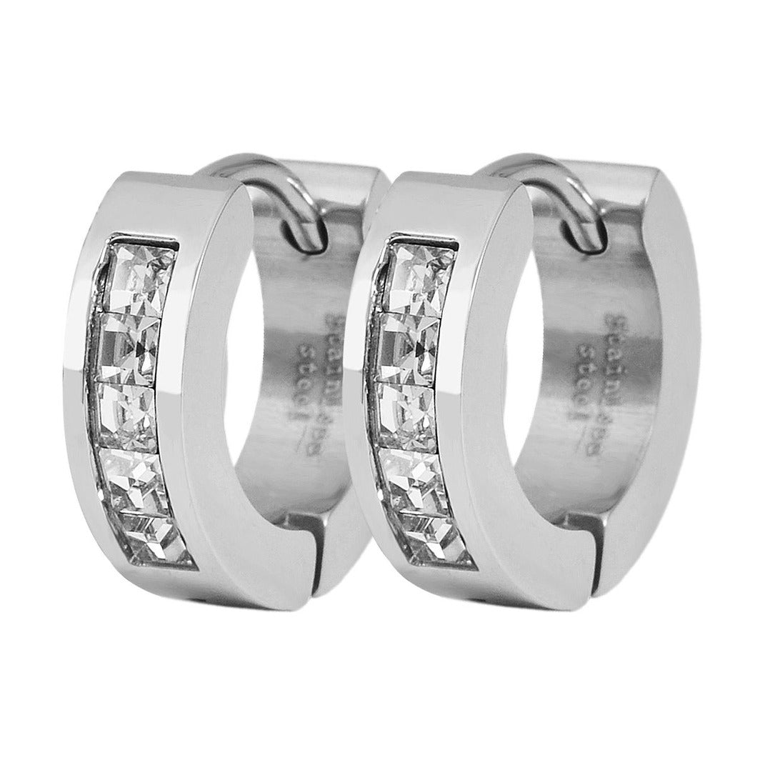 Damen Ohrringe – Creole aus Edelstahl mit Strass Steinchen
