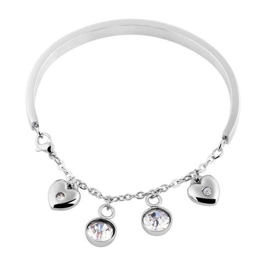 Damen Armband – Armreif aus Edelstahl mit Strass Steinchen 17 cm