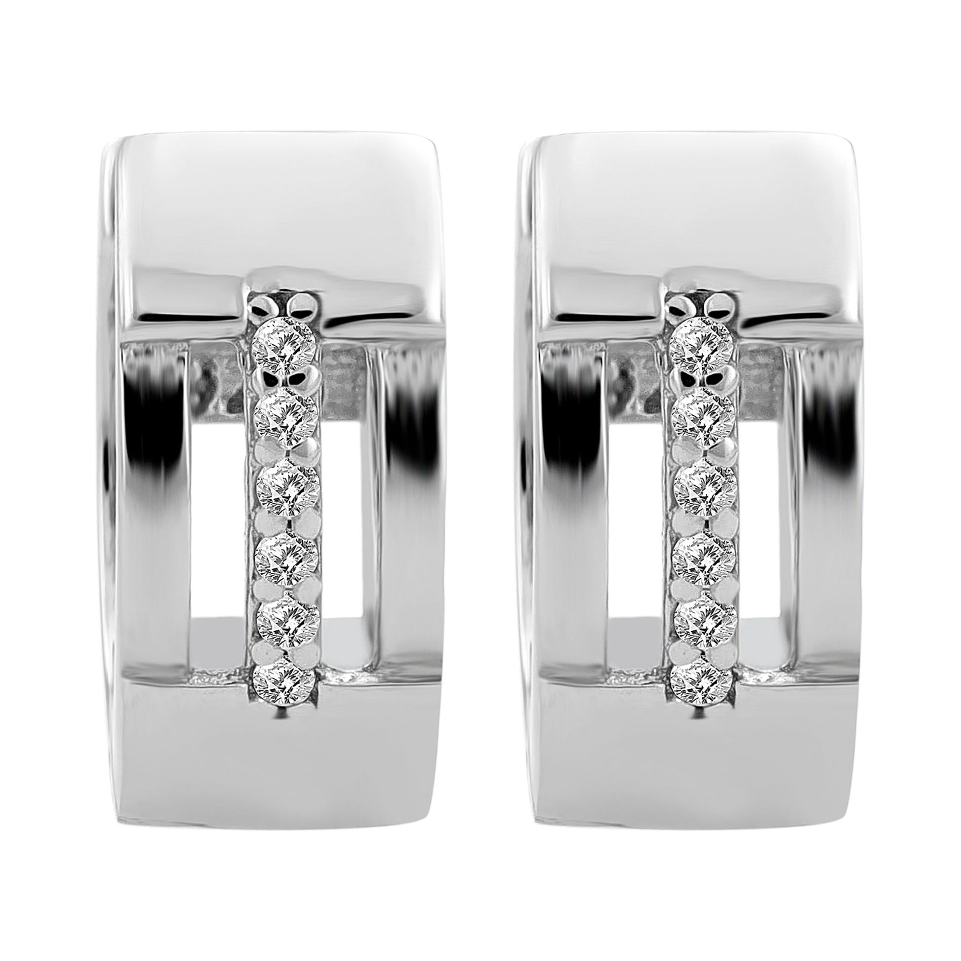 Damen Ohrringe – Klappcreole aus 925 Silber mit Zirkonia