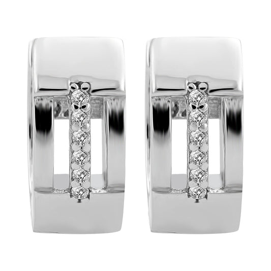 Damen Ohrringe – Klappcreole aus 925 Silber mit Zirkonia