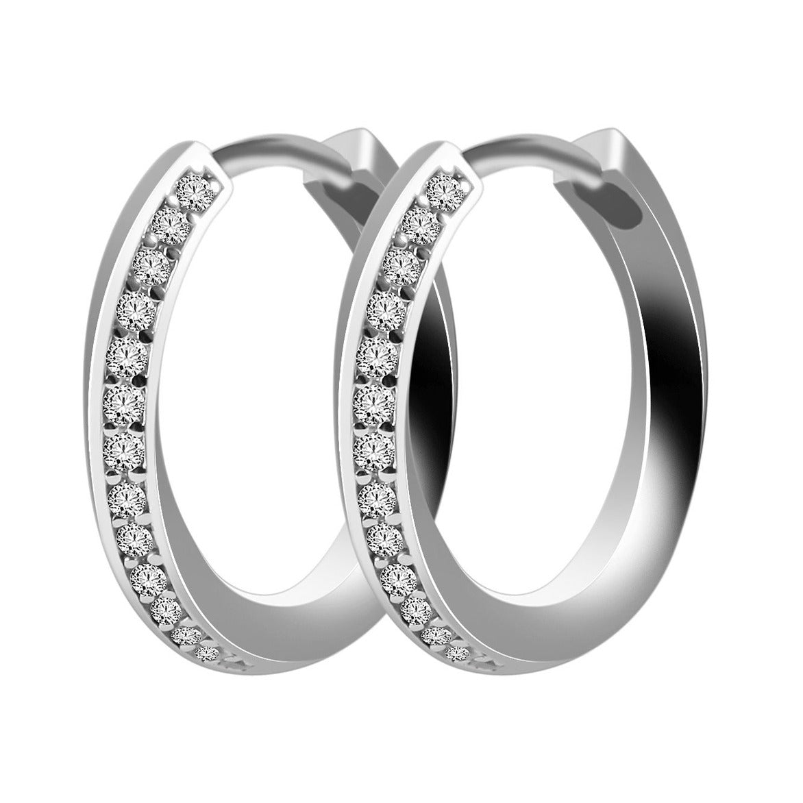Damen Ohrringe – Klappcreole aus 925 Silber mit Zirkonia