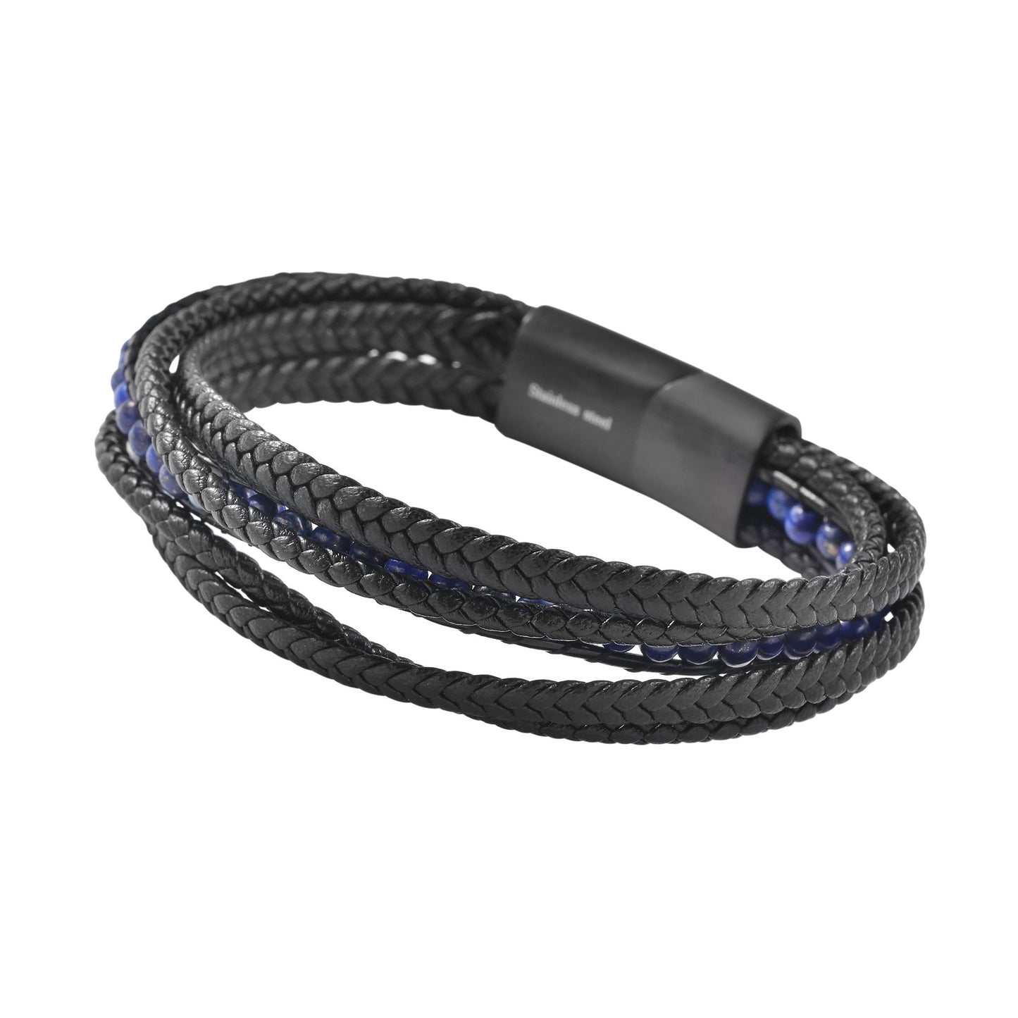 Unisex Armband – Lederarmband aus Leder mit Lapis 19 cm