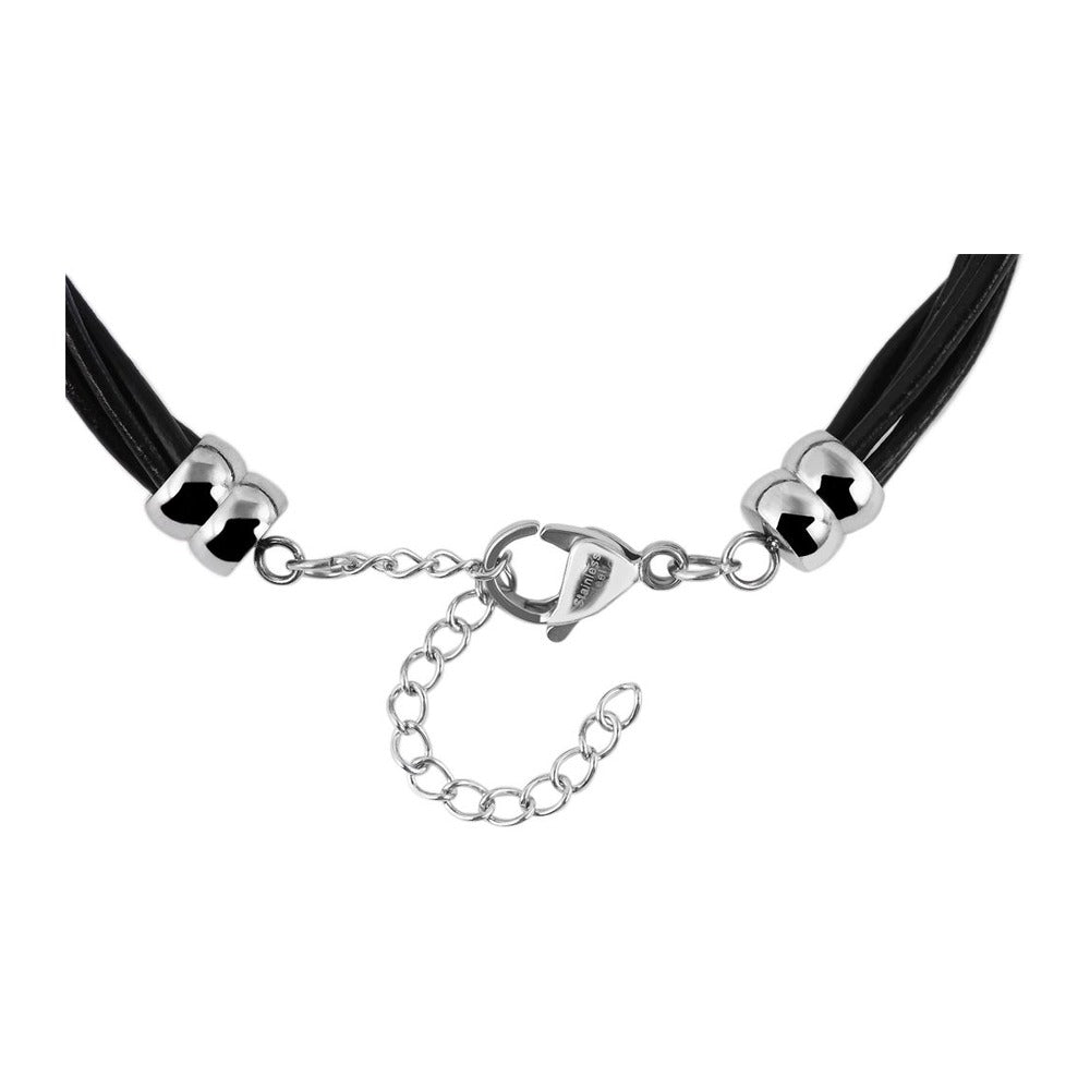 Damen Armband aus Leder mit Zirkonia 20 cm
