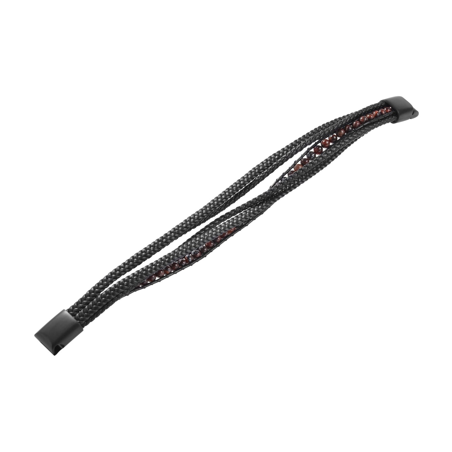 Herren Armband aus Leder mit Tigerauge 21 cm
