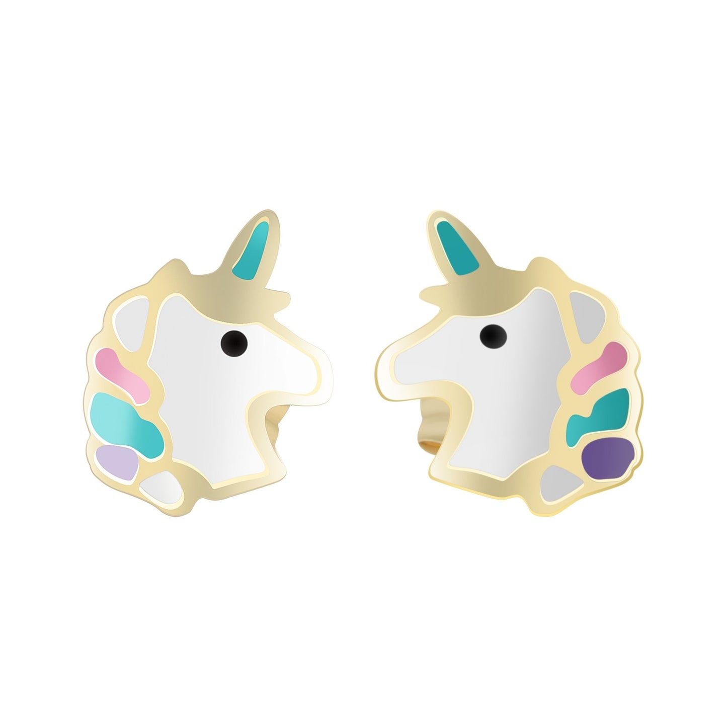 Mädchen Ohrringe – Ohrstecker Einhorn aus 333 Gold mit Emaille