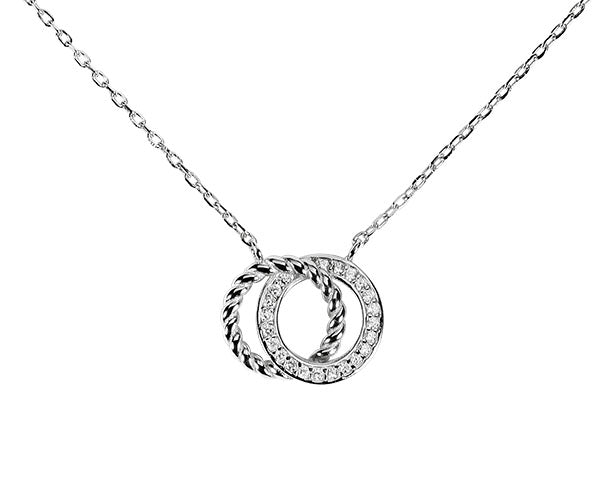 925 Sterling Silber Halskette mit Zirkonia - 40 + 4,5 cm