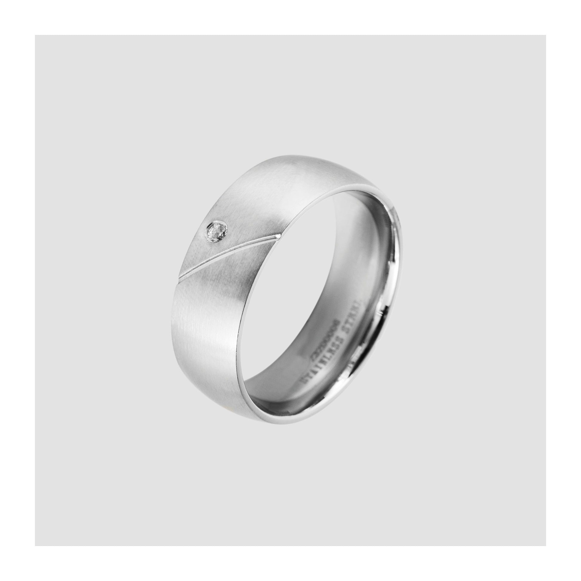 Herren Ring aus Edelstahl mit Strass Steinchen